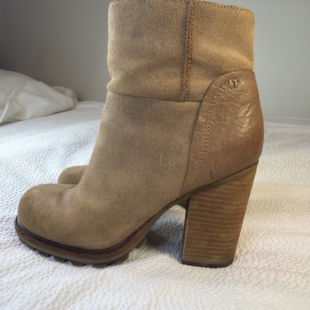 Sam Edelman Franklin Women's Leather Suede Heeled Ankle Boots Brown Size 8